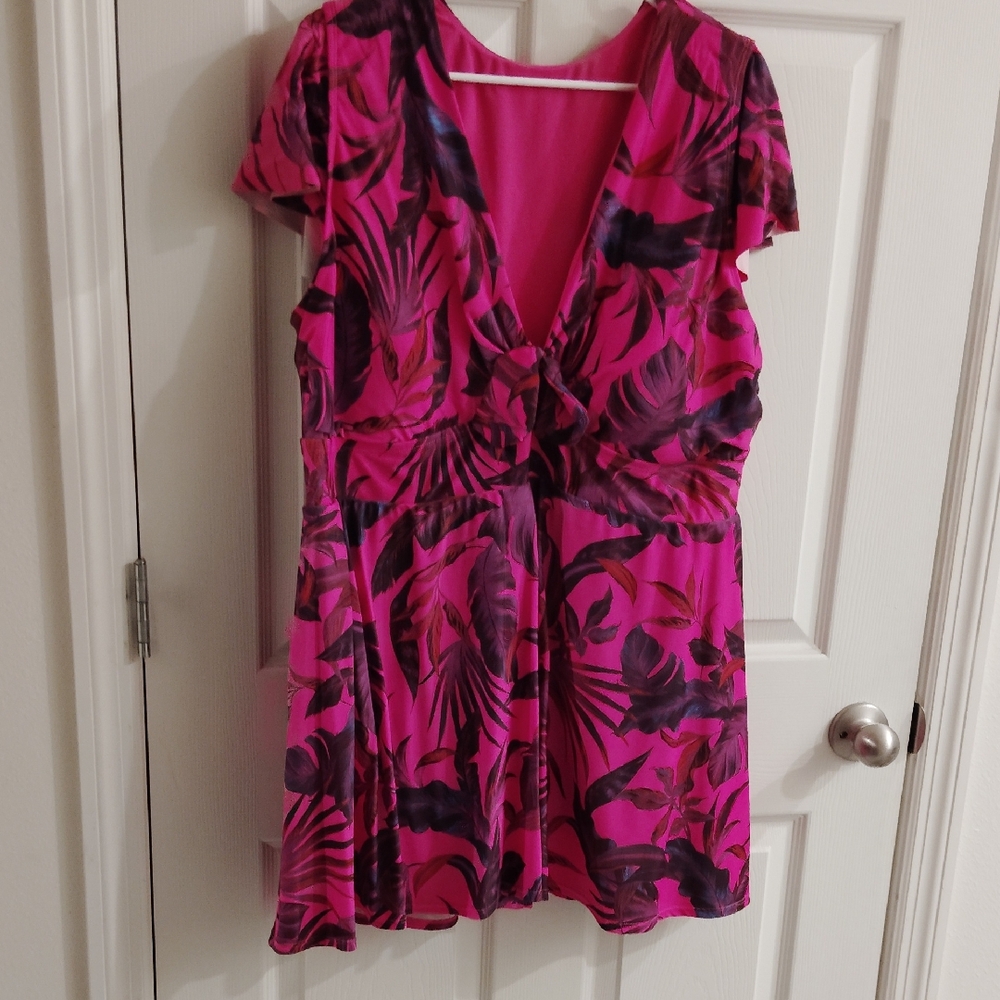 Pink and Black Floral Swimsuit